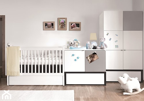 Mały szary pokój dziecka dla niemowlaka dla chłopca dla dziewczynki, styl tradycyjny - zdjęcie od VOX