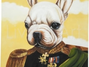 Obraz olejny Little General Bull Dog 100x100cm - zdjęcie od Living Art Meble