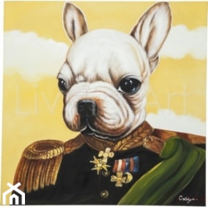 Obraz olejny Little General Bull Dog 100x100cm - zdjęcie od Living Art Meble