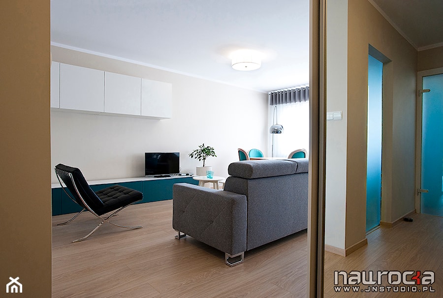 Apartament w turkusie - Salon, styl nowoczesny - zdjęcie od JN STUDIO JOANNA NAWROCKA