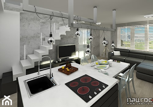 Apartament czarno biały - Schody, styl minimalistyczny - zdjęcie od JN STUDIO JOANNA NAWROCKA
