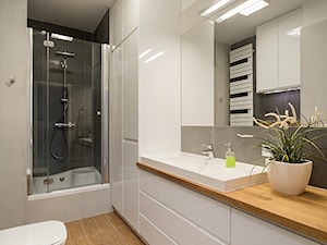 Mała bez okna z lustrem łazienka, styl nowoczesny - zdjęcie od JN STUDIO JOANNA NAWROCKA