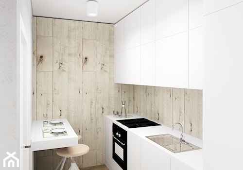była Kawalerka, są dwa pokoje - Kuchnia, styl skandynawski - zdjęcie od Maison Studio - Architektura Wnetrz. Żaklina Litwa