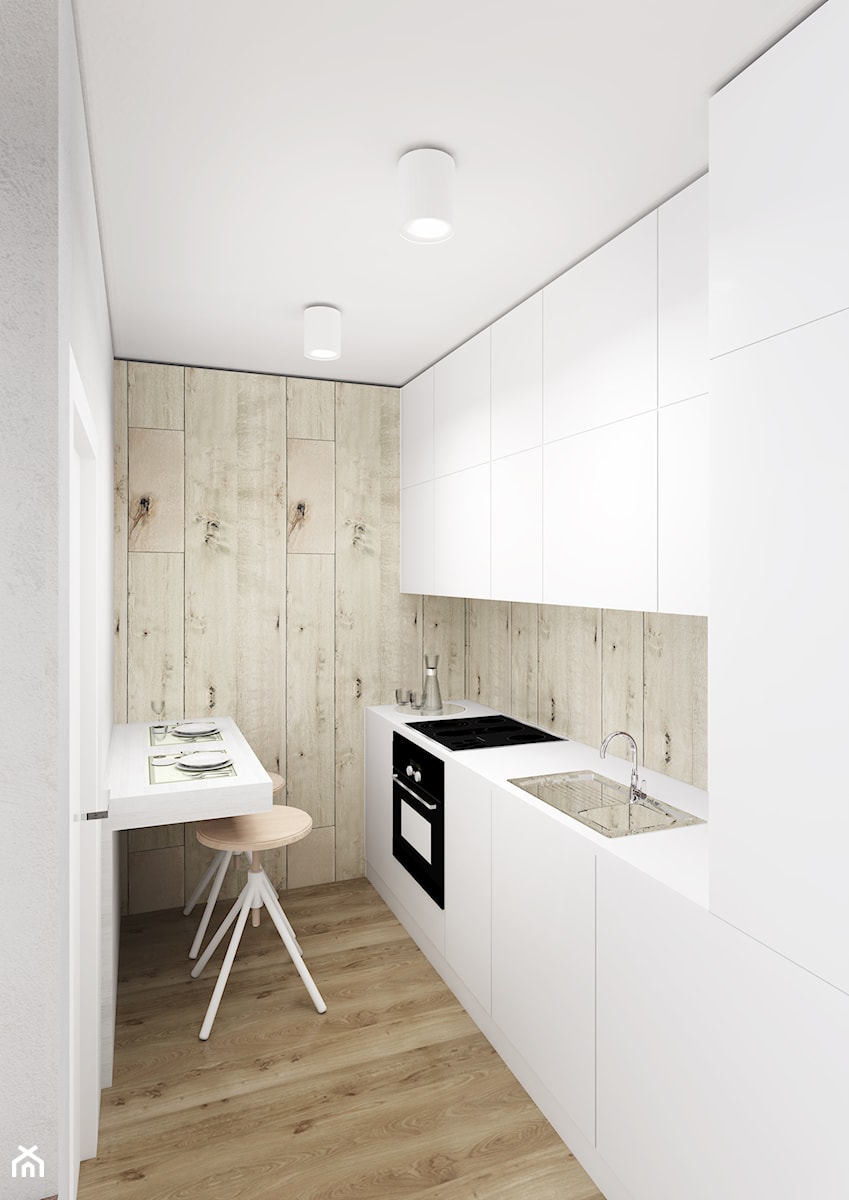była Kawalerka, są dwa pokoje - Kuchnia, styl skandynawski - zdjęcie od Maison Studio - Architektura Wnetrz. Żaklina Litwa