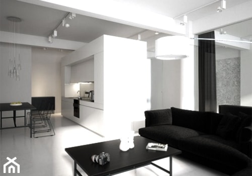 black&white/inspiracje pozyskane z Pinterest - Salon, styl minimalistyczny - zdjęcie od Maison Studio - Architektura Wnetrz. Żaklina Litwa