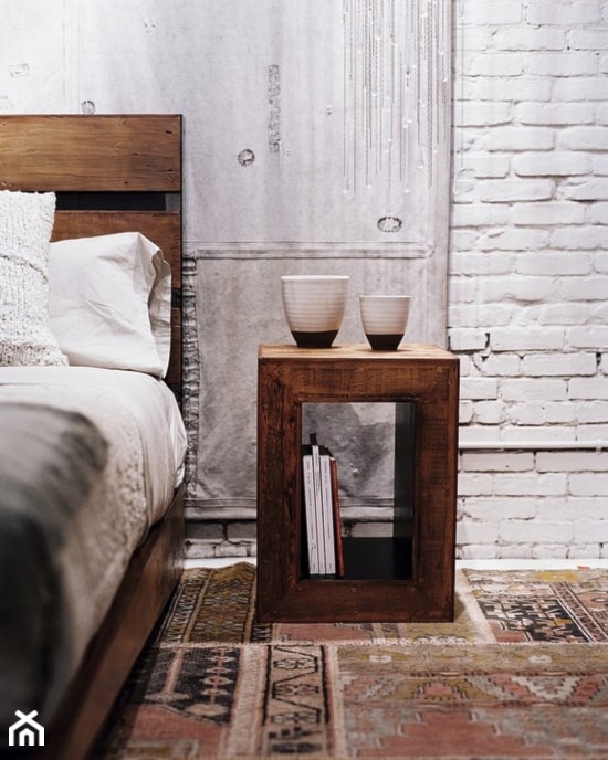 cegla/inspiracje pozyskane z Pinterest - Mała szara sypialnia, styl industrialny - zdjęcie od Maison Studio - Architektura Wnetrz. Żaklina Litwa - Homebook