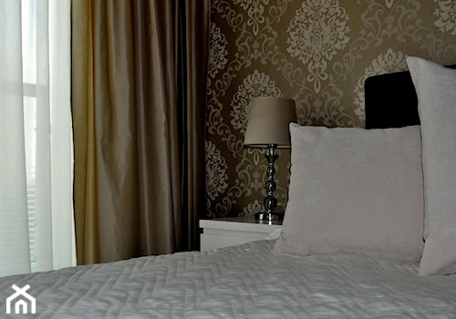 Mieszkanie, Ursynów - Mała szara sypialnia, styl glamour - zdjęcie od Maison Studio - Architektura Wnetrz. Żaklina Litwa