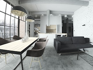 LOFT w Gliwicach - Salon, styl industrialny - zdjęcie od POZÓR