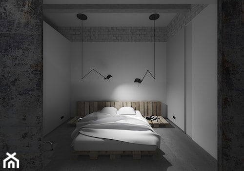 LOFT w Gliwicach - Mała biała sypialnia, styl industrialny - zdjęcie od POZÓR