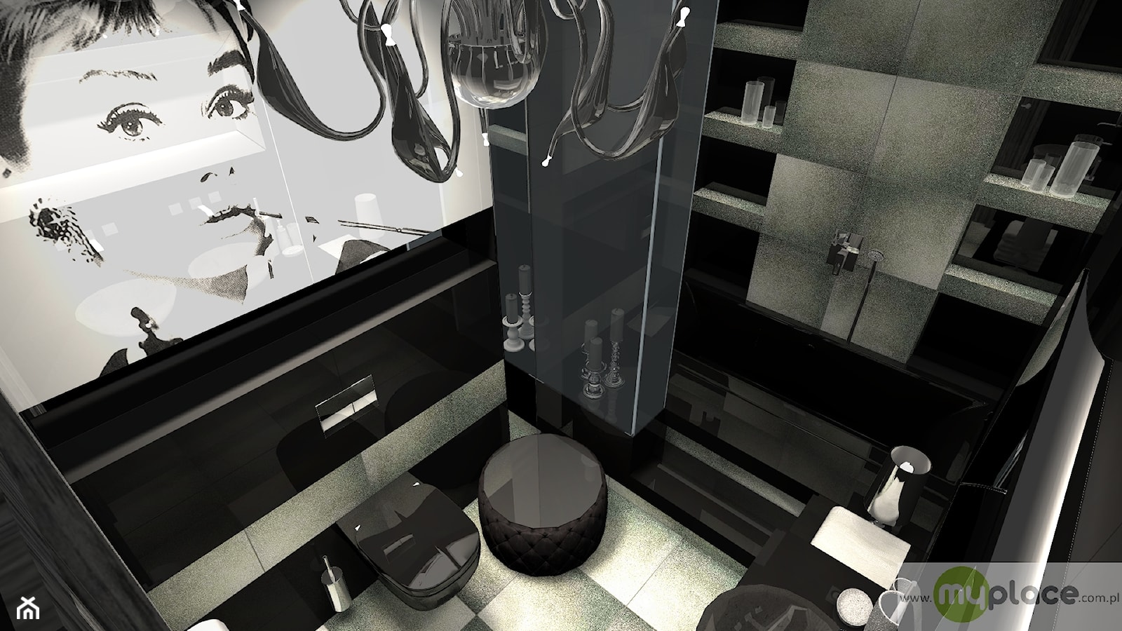 Czarno - srebrna łazienka - zdjęcie od My Place - Homebook