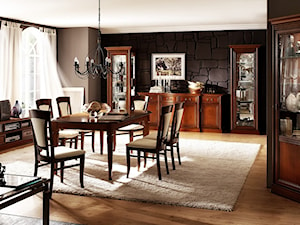 Jadalnie - Duża brązowa czarna jadalnia jako osobne pomieszczenie, styl tradycyjny - zdjęcie od Radius Centrum Meble