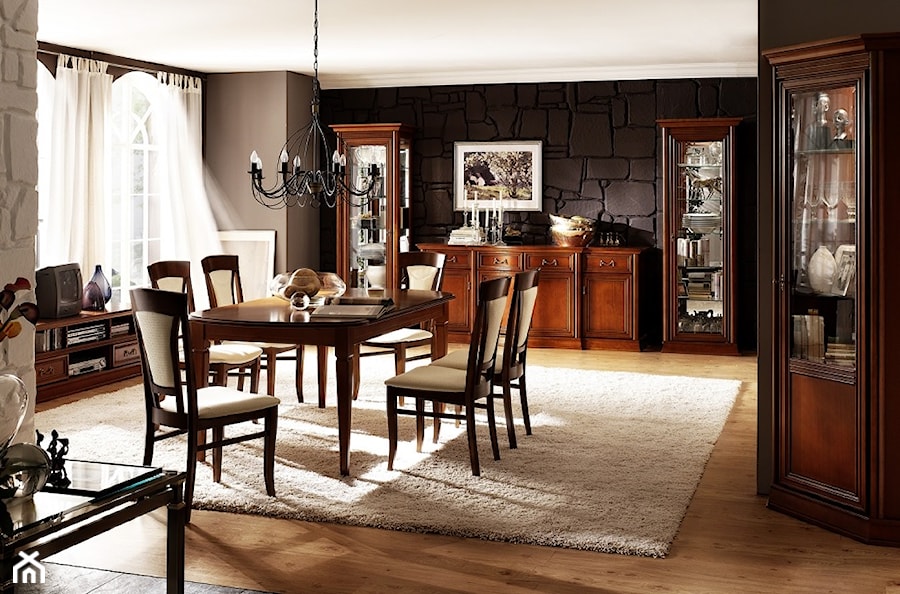 Jadalnie - Duża brązowa czarna jadalnia jako osobne pomieszczenie, styl tradycyjny - zdjęcie od Radius Centrum Meble