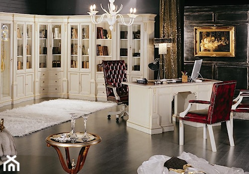 Gabinety - Duże w osobnym pomieszczeniu czarne biuro, styl glamour - zdjęcie od Radius Centrum Meble
