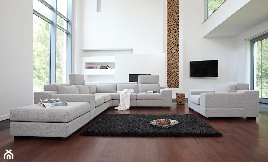 Salony - Duży biały salon, styl minimalistyczny - zdjęcie od Radius Centrum Meble