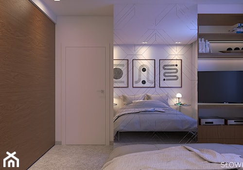 Mieszkanie inspirowane BAUHAUS'em - Średnia biała sypialnia, styl minimalistyczny - zdjęcie od Atelier Słowiński