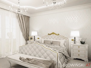 Stylowa Sypialnia - Średnia biała sypialnia, styl glamour - zdjęcie od Atelier Słowiński