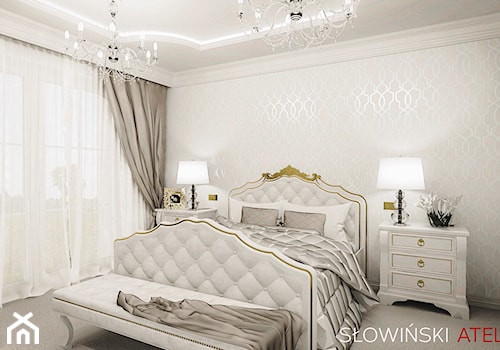 Stylowa Sypialnia - Średnia biała sypialnia, styl glamour - zdjęcie od Atelier Słowiński
