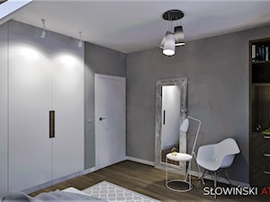 Sypialnia na poddaszu - Średnia szara sypialnia na poddaszu, styl nowoczesny - zdjęcie od Atelier Słowiński