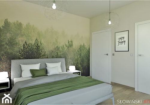 Sypialnia z widokiem na las - Średnia beżowa sypialnia, styl skandynawski - zdjęcie od Atelier Słowiński
