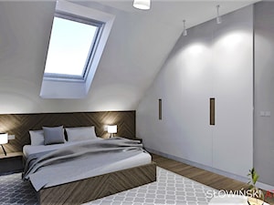 Sypialnia na poddaszu - Średnia biała sypialnia na poddaszu, styl nowoczesny - zdjęcie od Atelier Słowiński