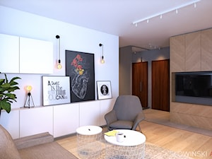 Mieszkanie dla pary w Łodzi - Średni biały szary salon z kuchnią, styl nowoczesny - zdjęcie od Atelier Słowiński
