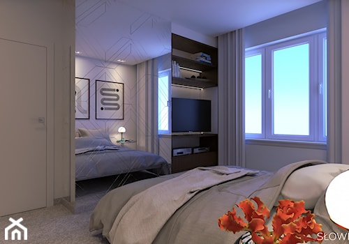 Mieszkanie inspirowane BAUHAUS'em - Średnia szara sypialnia, styl minimalistyczny - zdjęcie od Atelier Słowiński