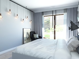 63 m2 - Średnia szara z panelami tapicerowanymi sypialnia, styl nowoczesny - zdjęcie od ADV Design