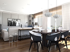 115 m2 - Duża szara jadalnia w salonie, styl nowoczesny - zdjęcie od ADV Design