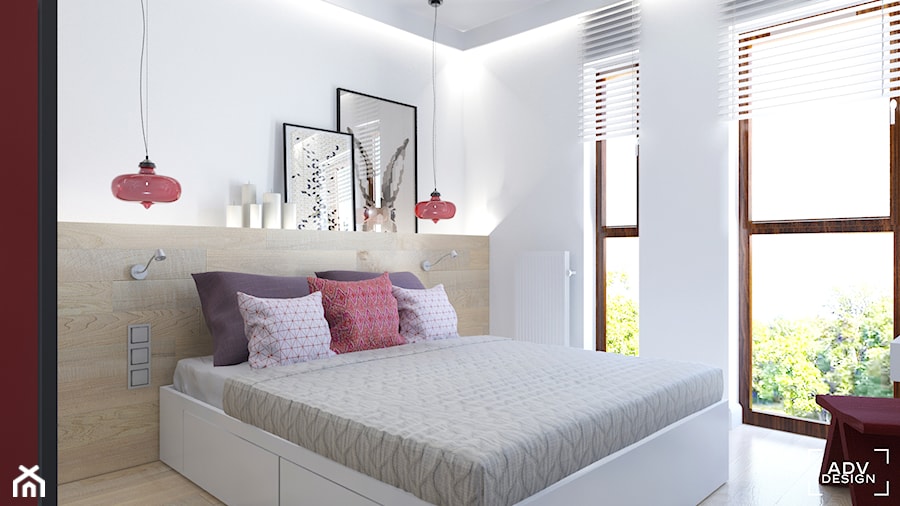 76 m2 - Mała biała sypialnia, styl nowoczesny - zdjęcie od ADV Design