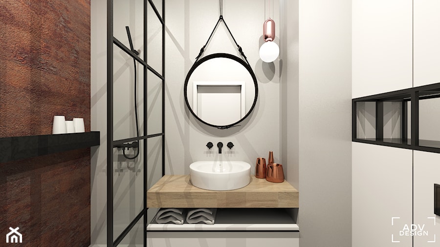 54 m2 - Mała bez okna łazienka, styl industrialny - zdjęcie od ADV Design