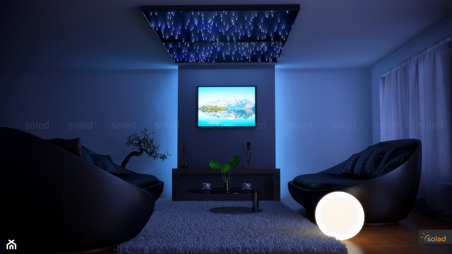 Ekskluzywny salon z oświetleniem - zdjęcie od SOLED Projekty i dekoracje świetlne - Homebook