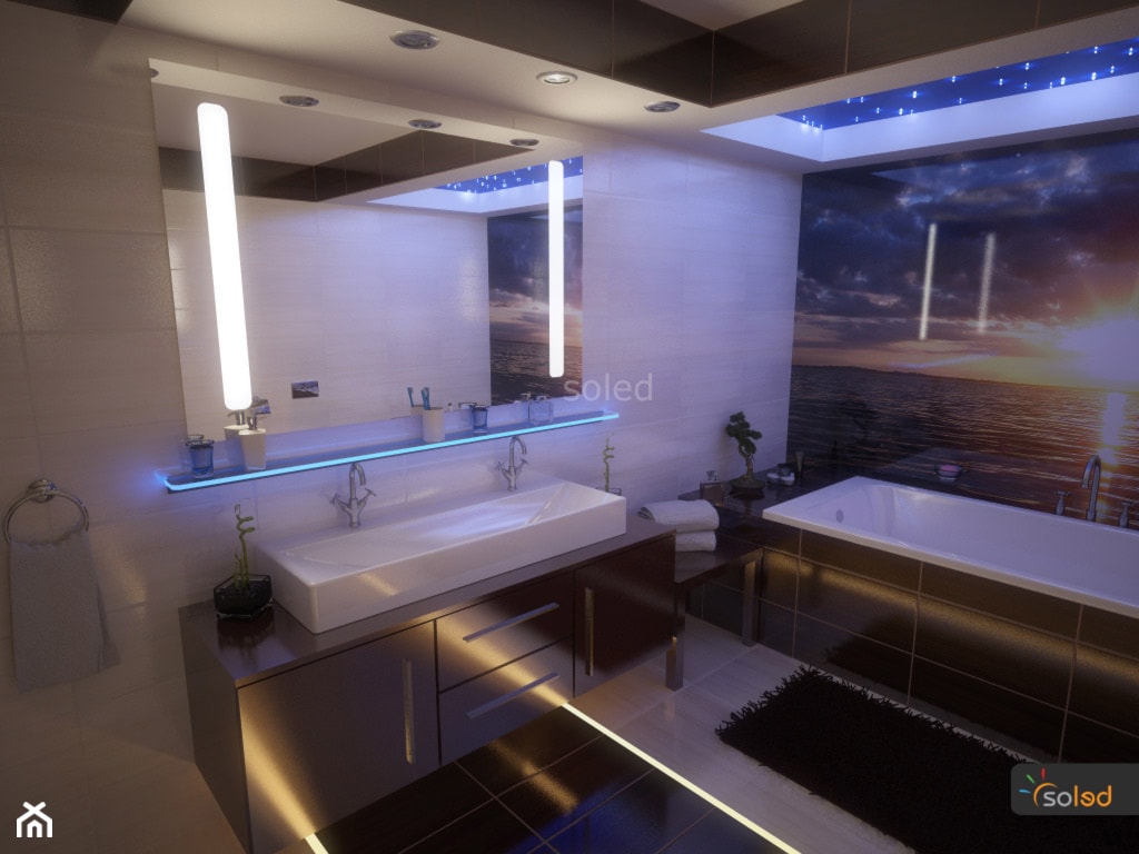 Lustro łazienkowe i półka pod lustro - zdjęcie od SOLED Projekty i dekoracje świetlne - Homebook