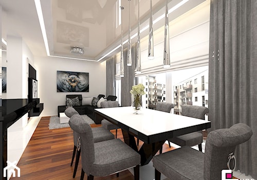 Mieszkanie w Rzeszowie - Średnia biała jadalnia w salonie, styl glamour - zdjęcie od CUBE Interior Design