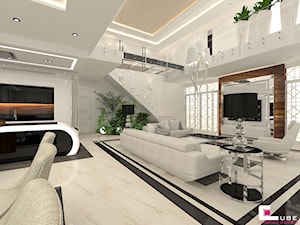 Dom pod Zambrowem - Duży biały salon, styl nowoczesny - zdjęcie od CUBE Interior Design