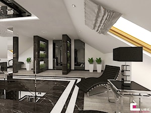 Dom w Chojnowie - Duży czarny szary hol / przedpokój, styl glamour - zdjęcie od CUBE Interior Design