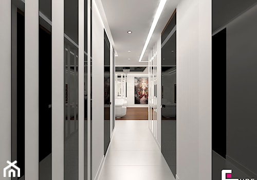 Mieszkanie w Warszawie - Mały biały czarny hol / przedpokój, styl glamour - zdjęcie od CUBE Interior Design