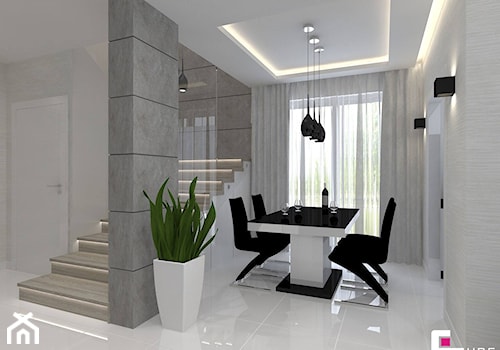 Dom w Lipkowie - Średnia biała jadalnia jako osobne pomieszczenie, styl nowoczesny - zdjęcie od CUBE Interior Design