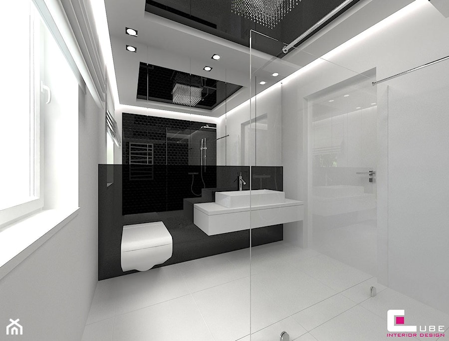 Dom w Markach - Średnia na poddaszu bez okna łazienka, styl nowoczesny - zdjęcie od CUBE Interior Design