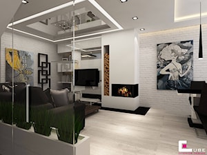 Dom na Zaciszu - Średni biały salon z jadalnią, styl nowoczesny - zdjęcie od CUBE Interior Design
