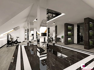 Dom w Chojnowie - Duży beżowy biały z marmurem na podłodze hol / przedpokój, styl glamour - zdjęcie od CUBE Interior Design