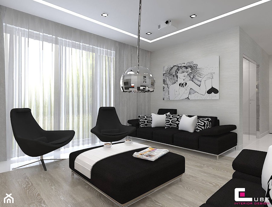 Dom w Lipkowie - Mały szary salon, styl nowoczesny - zdjęcie od CUBE Interior Design