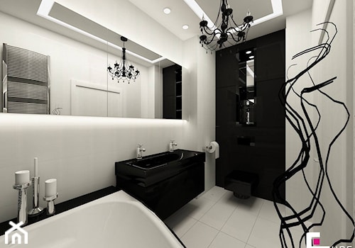 Dom na Zaciszu - Średnia bez okna z dwoma umywalkami łazienka, styl nowoczesny - zdjęcie od CUBE Interior Design