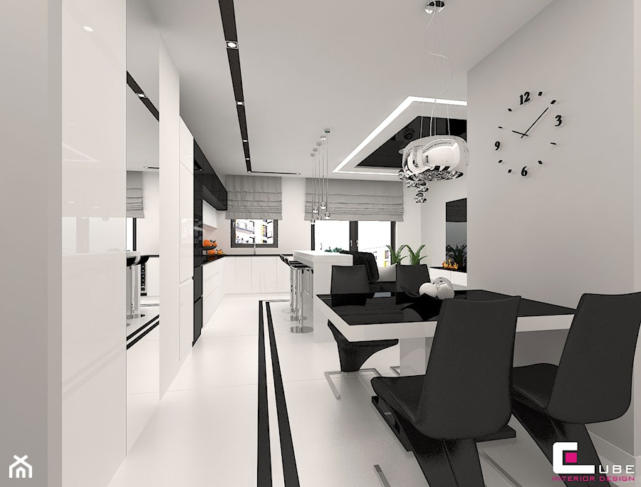Mieszkanie 65 m2 w Warszawie - Mała biała jadalnia jako osobne pomieszczenie, styl nowoczesny - zdjęcie od CUBE Interior Design