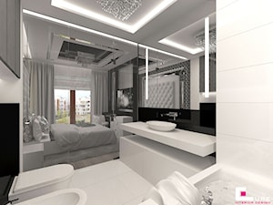 Mieszkanie w Trójmieście - Mała na poddaszu z punktowym oświetleniem łazienka z oknem, styl glamour - zdjęcie od CUBE Interior Design