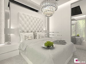 Mieszkanie pokazowe w Konstancinie-Jeziornie - Średnia biała szara sypialnia, styl glamour - zdjęcie od CUBE Interior Design