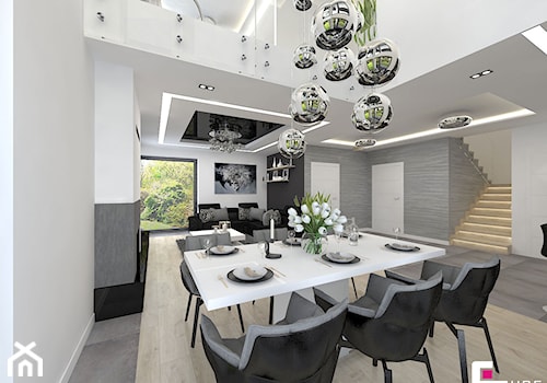 DOM W KOBYŁCE - Duża biała jadalnia w salonie, styl nowoczesny - zdjęcie od CUBE Interior Design