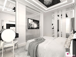 Mieszkanie w Mińsku Mazowieckim 50 m2 - Średnia biała szara sypialnia, styl glamour - zdjęcie od CUBE Interior Design