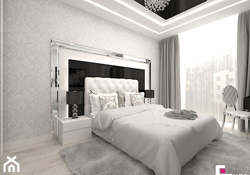 Mieszkanie w Mińsku Mazowieckim 50 m2 - Średnia szara sypialnia, styl glamour - zdjęcie od CUBE Interior Design