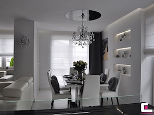 Mieszkanie Białołęka, Warszawa - Średnia biała jadalnia w salonie - zdjęcie od CUBE Interior Design