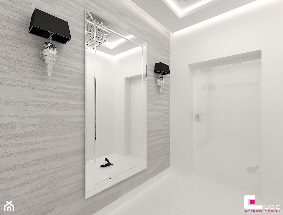 DOM POD LEGNICĄ - Mały biały hol / przedpokój, styl glamour - zdjęcie od CUBE Interior Design